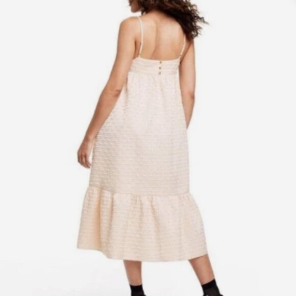 Kika Vargas X Target Textured Empire Waist Midi Dress Cream Champagne Size XL - Picture 8 of 8